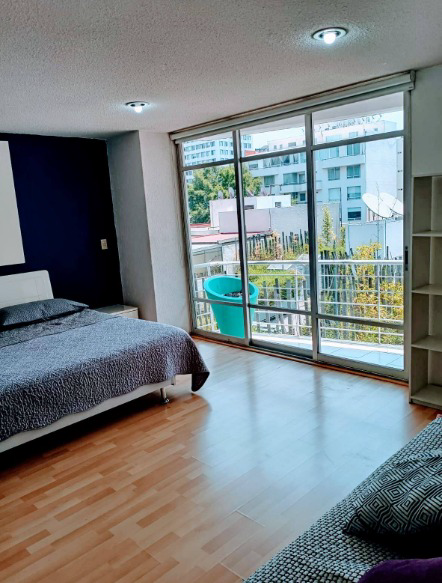 Recámara del departamento en Polanco